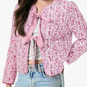 Quilted lightweight spring Pink and white with bows Jacket
